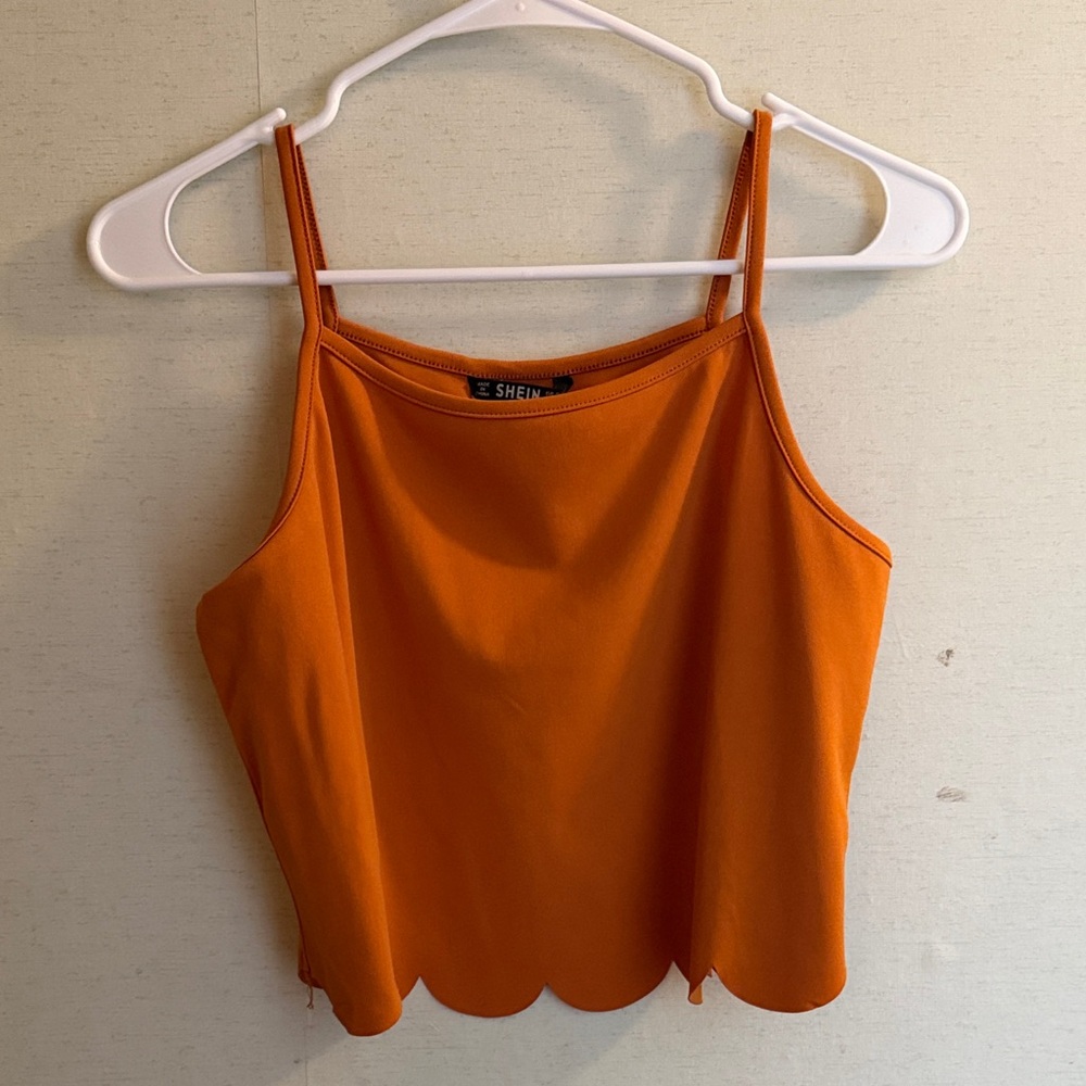 SHEIN Vibrant Orange Scalloped Cami Top